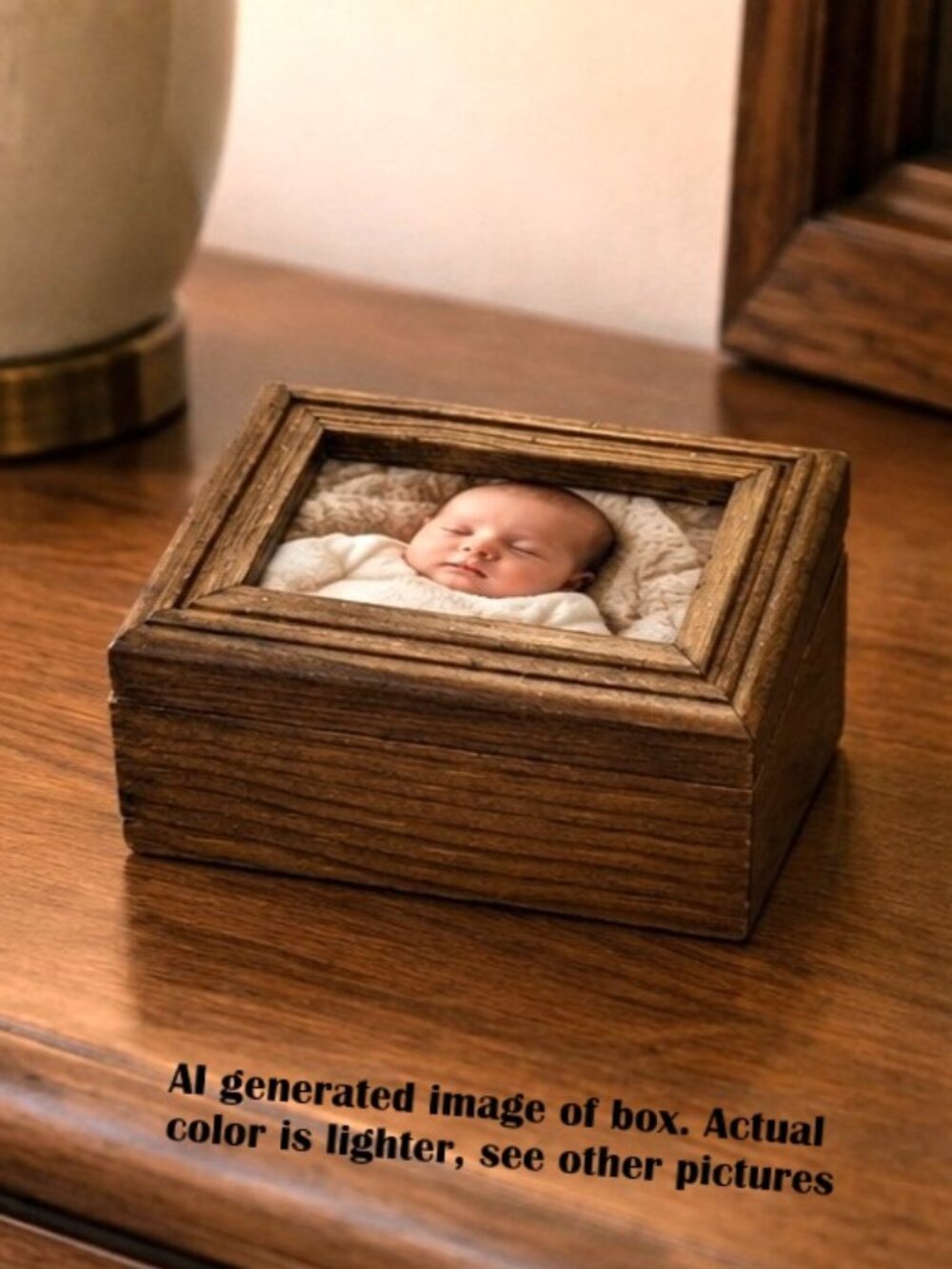 Vintage Wooden Hinged Jewelry Trinket Picture Box EUC